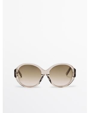 MASSIMO DUTTI Round Sunglasses - Natural