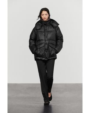 MASSIMO DUTTI Contrast Interior Down Jacket - Black
