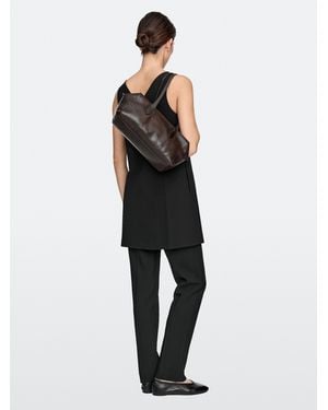 MASSIMO DUTTI Nappa Leather West Satchel Bag - Black