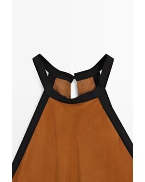 MASSIMO DUTTI Midi Dress With Contrast Layers - White