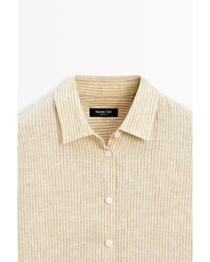 MASSIMO DUTTI 100% Linen Striped Shirt - Natural