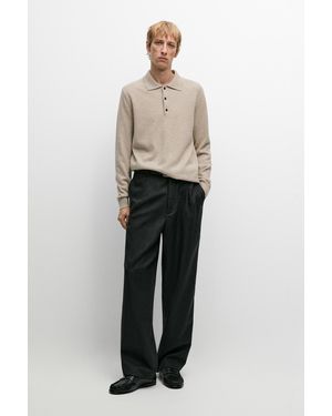 MASSIMO DUTTI 100% Cashmere Knit Polo Jumper - Natural