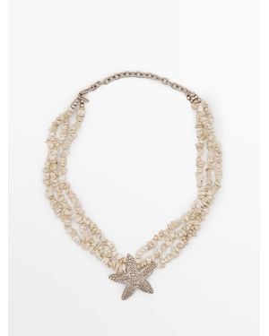 MASSIMO DUTTI Ketting Met Stenen Ster - Wit