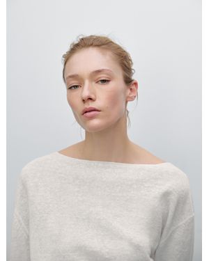 MASSIMO DUTTI Jersey Punto Fino 100% Lino - Blanco