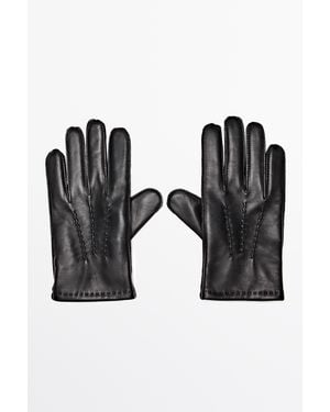 MASSIMO DUTTI Nappa Leather Gloves - Black