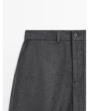 MASSIMO DUTTI Wool Blend Flannel Pants - Gray