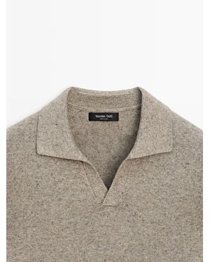 MASSIMO DUTTI Cotton Blend Knit Polo Collar Jumper - Multicolour