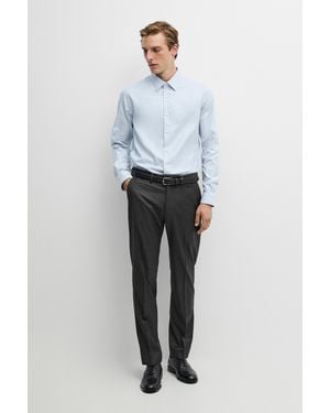 MASSIMO DUTTI Slim Fit 100% Cotton Oxford Shirt - Gray