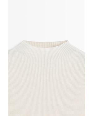 MASSIMO DUTTI Knitted Dress With Mixed Detailing - White