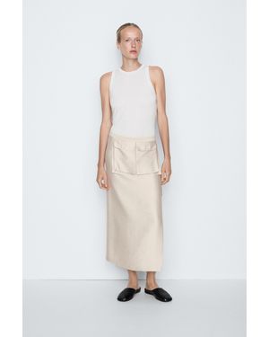 MASSIMO DUTTI Falda Fluida Detalle Bolsillos - Blanco