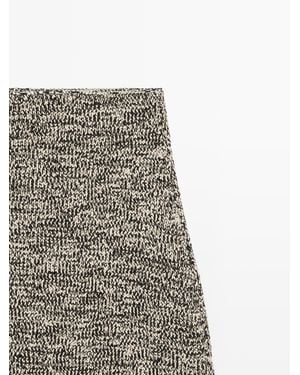 MASSIMO DUTTI Knit Skirt With Fringe Detail Total Look - White