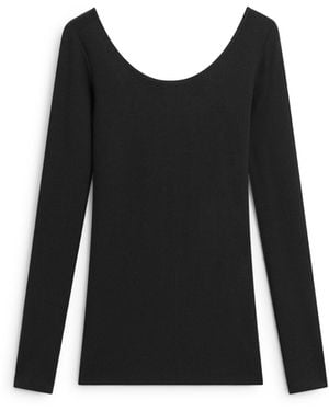 MASSIMO DUTTI Top Van Stretch-Wolmix Met Ronde Hals - Zwart