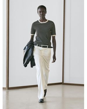 MASSIMO DUTTI Short Sleeve T-Shirt With Contrast Stripes - White