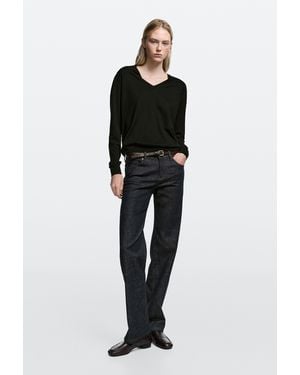 MASSIMO DUTTI Low-Rise Straight-Leg Jeans - Black