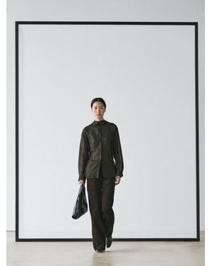 MASSIMO DUTTI Camisa Fuida Cuello Fular - Blanco