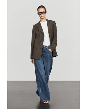MASSIMO DUTTI Double-Breasted Blazer With Pocket Details - Blue
