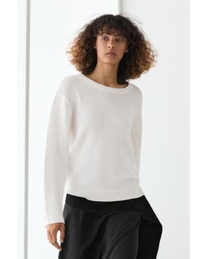 MASSIMO DUTTI Mercerised Cotton Knit Sweater - White