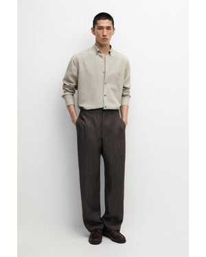 MASSIMO DUTTI Flowing Regular Fit Lyocell And Linen Shirt - Green