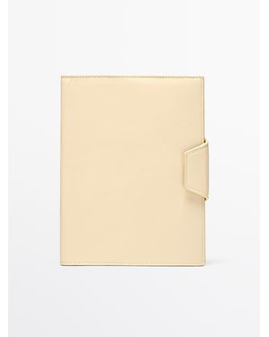 MASSIMO DUTTI Nappa Leather Notebook Case - Natural