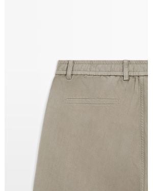 MASSIMO DUTTI Linen Blend Bermuda Shorts - Natural