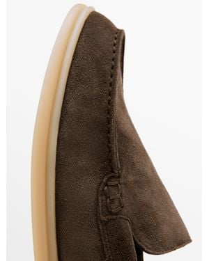 MASSIMO DUTTI Split Leather Loafers - Brown