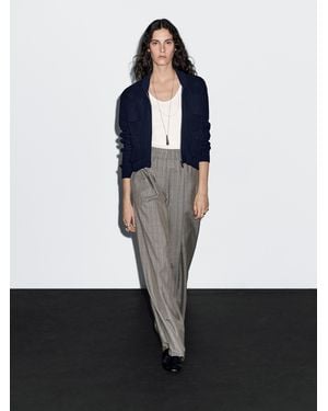 MASSIMO DUTTI Pantalón Raya Diplomática 100% Lana - Blanco