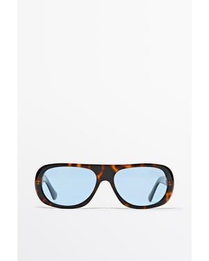 MASSIMO DUTTI Wide Tortoiseshell-Effect Sunglasses - Blue