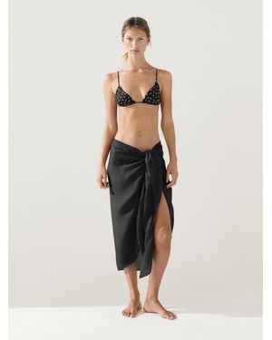MASSIMO DUTTI Gonna Pareo 100% Ramia - Neutro