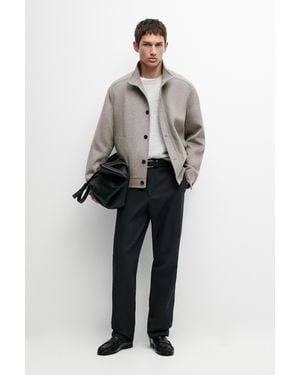 MASSIMO DUTTI 100% Cotton Trousers With Elasticated Waistband - Black