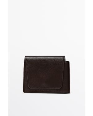 MASSIMO DUTTI Cartera Solapa Piel Napa - Negro
