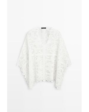 MASSIMO DUTTI Gehaakte Cape - Wit