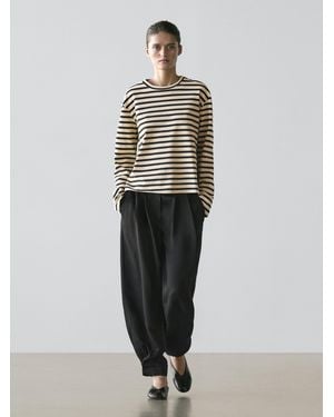 MASSIMO DUTTI Pantalón Bombacho Tejido Fluido - Blanco