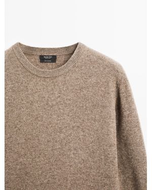 MASSIMO DUTTI 100% Cashmere Long Sleeve Jumper - Natural