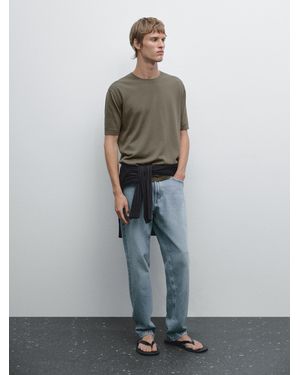 MASSIMO DUTTI Camiseta Punto 100% Algodón - Gris