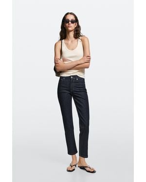MASSIMO DUTTI Mid-Waist Slim Fit Cropped Jeans - Blue