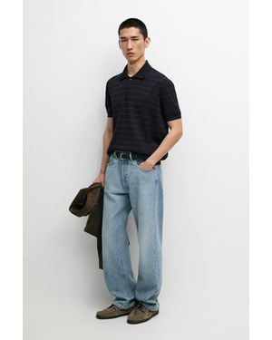 MASSIMO DUTTI Jersey Polo Punto Manga Corta Rayas - Azul