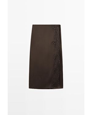 MASSIMO DUTTI Pareorok Van 100% Zijde Met Kantdetail - Meerkleurig