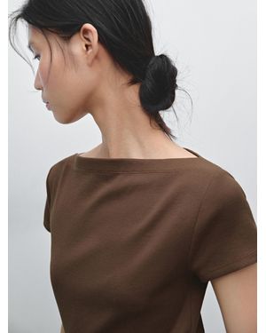 MASSIMO DUTTI Textured Crepe-Effect Cotton T-Shirt in