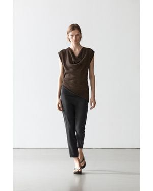 MASSIMO DUTTI Silk Blend Legging Trousers - Black