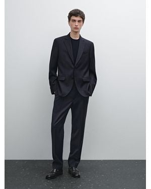 MASSIMO DUTTI Pinstripe Wool Suit Blazer - Multicolour