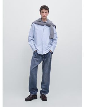 MASSIMO DUTTI Gestreiftes Oxfordhemd Im Regular-Fit - Blau