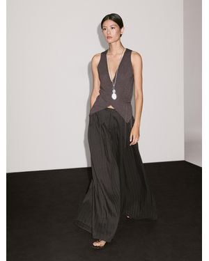 MASSIMO DUTTI Wide-Leg Trousers With Triple Dart Detail - White