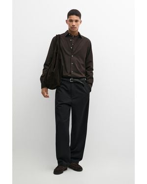 MASSIMO DUTTI Camisa Regular Fit Twill 100% Algodón - Negro
