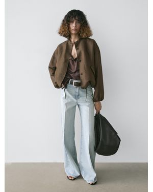 MASSIMO DUTTI Linen And Silk Bomber Jacket - Brown