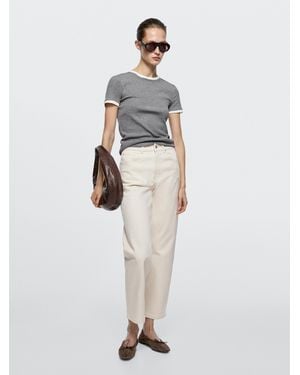 MASSIMO DUTTI Jeans Straight Fit Tiro Medio - Blanco