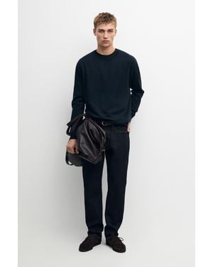 MASSIMO DUTTI 100% Cashmere Ribbed Knit Jumper - Blue