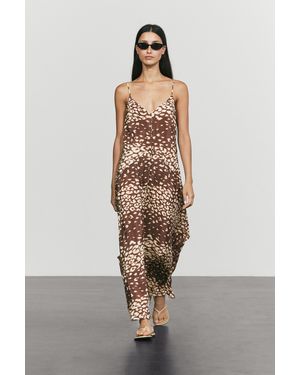 MASSIMO DUTTI Flowing Animal Print Midi Dress - White