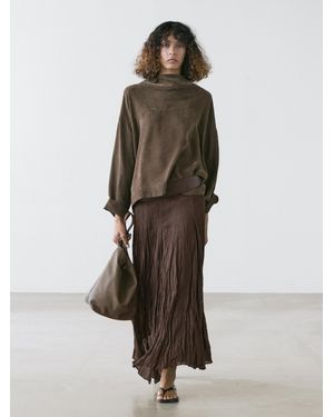MASSIMO DUTTI Flowing Godet Midi Skirt - Brown