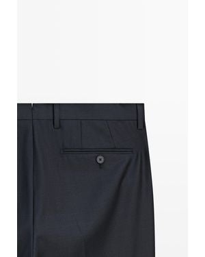 MASSIMO DUTTI 100% Wool Suit Pants - Blue