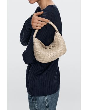 MASSIMO DUTTI Nappa Leather Braided Mini Bag - Blue